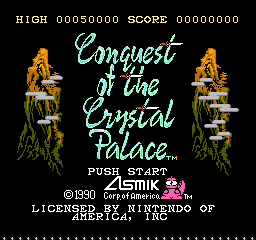 Conquest of the Crystal Palace title screen for NES